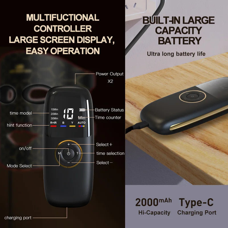 LED-Gesichts- & Halsmaske – Infrarot-Lichttherapie für Hautverjüngung & Anti-Aging