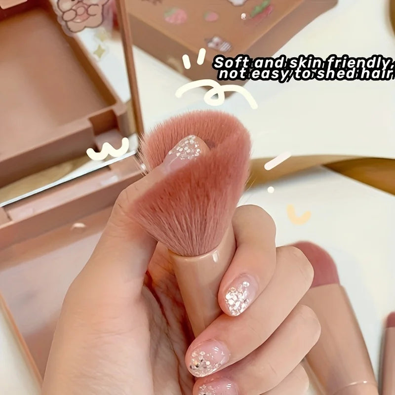 5‑teiliges Reise‑Make‑up‑Pinsel‑Set mit Spiegel – Profi‑Look für unterwegs