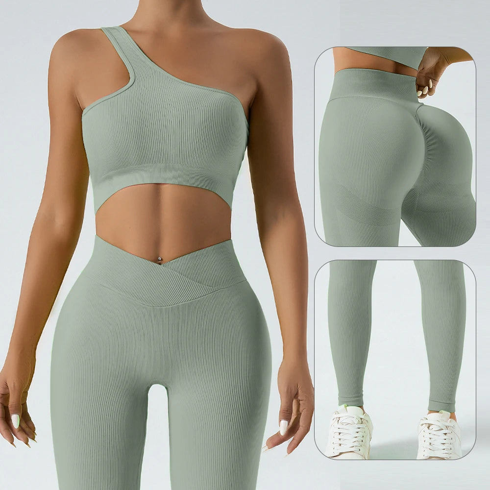 2‑teilige Komfort‑Set: Single‑Strap Yoga‑BH & High‑Waist Shorts