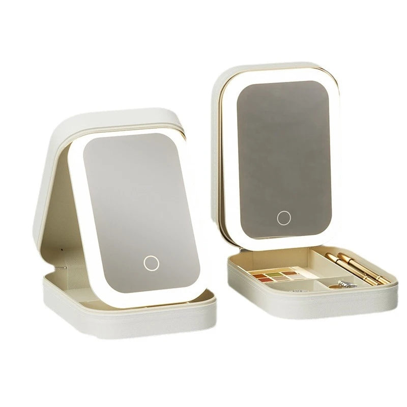 Make-up Lagerung Box mit LED-Licht & Spiegel – dein Beauty-Must-Have für unterwegs!