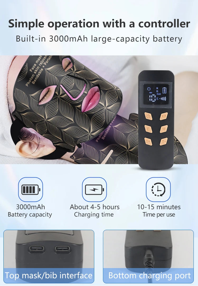 LED-Gesichtsmaske mit Halsabdeckung – Professionelle Lichttherapie für strahlende Haut