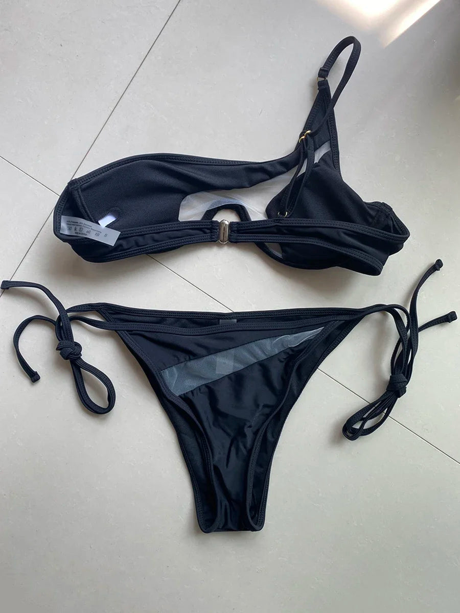 V-Bar Mesh Bikini-Set – asymmetrisch, formend & super modern