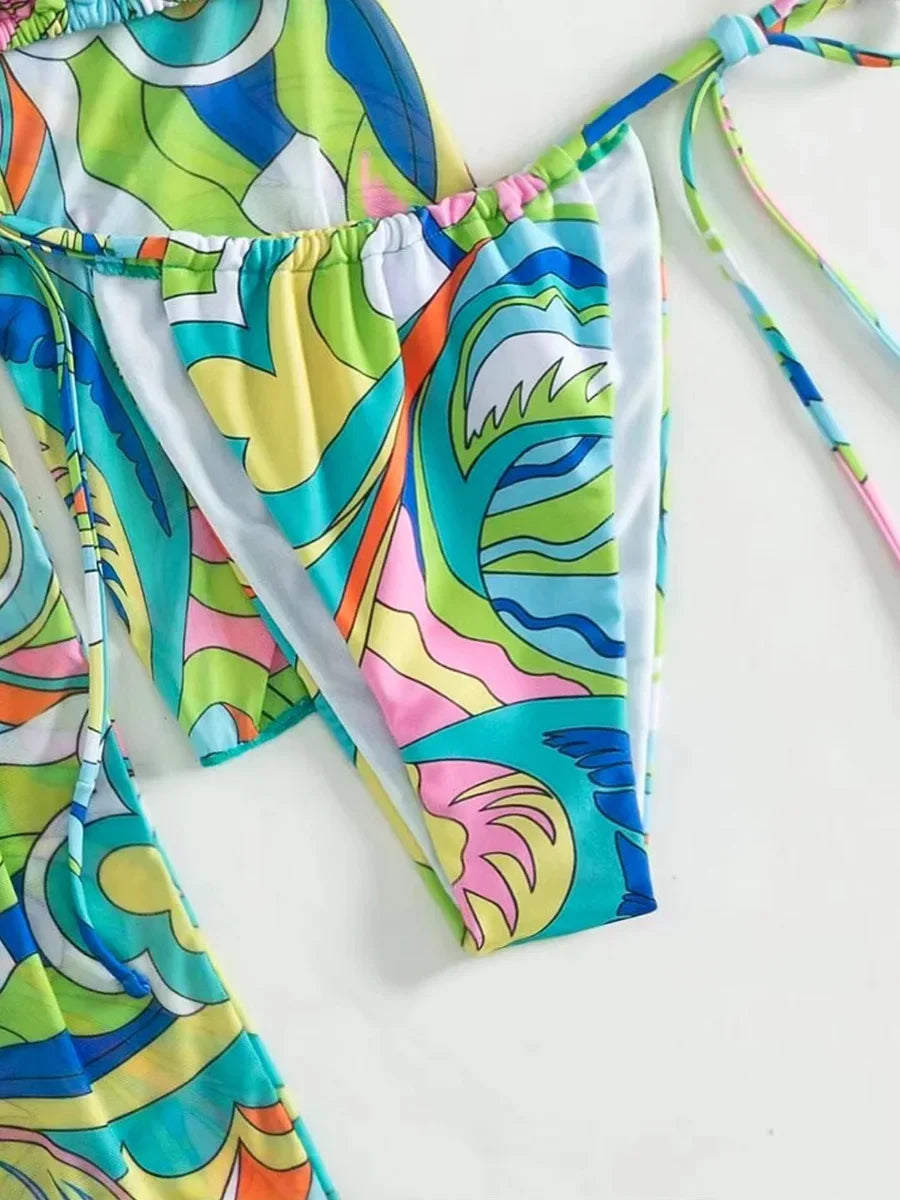 4-teiliges Bikini-Set mit Cover-Up und Haarband – der perfekte Urlaubslook