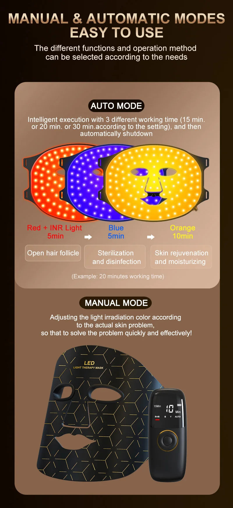 LED-Gesichts- & Halsmaske – Infrarot-Lichttherapie für Hautverjüngung & Anti-Aging