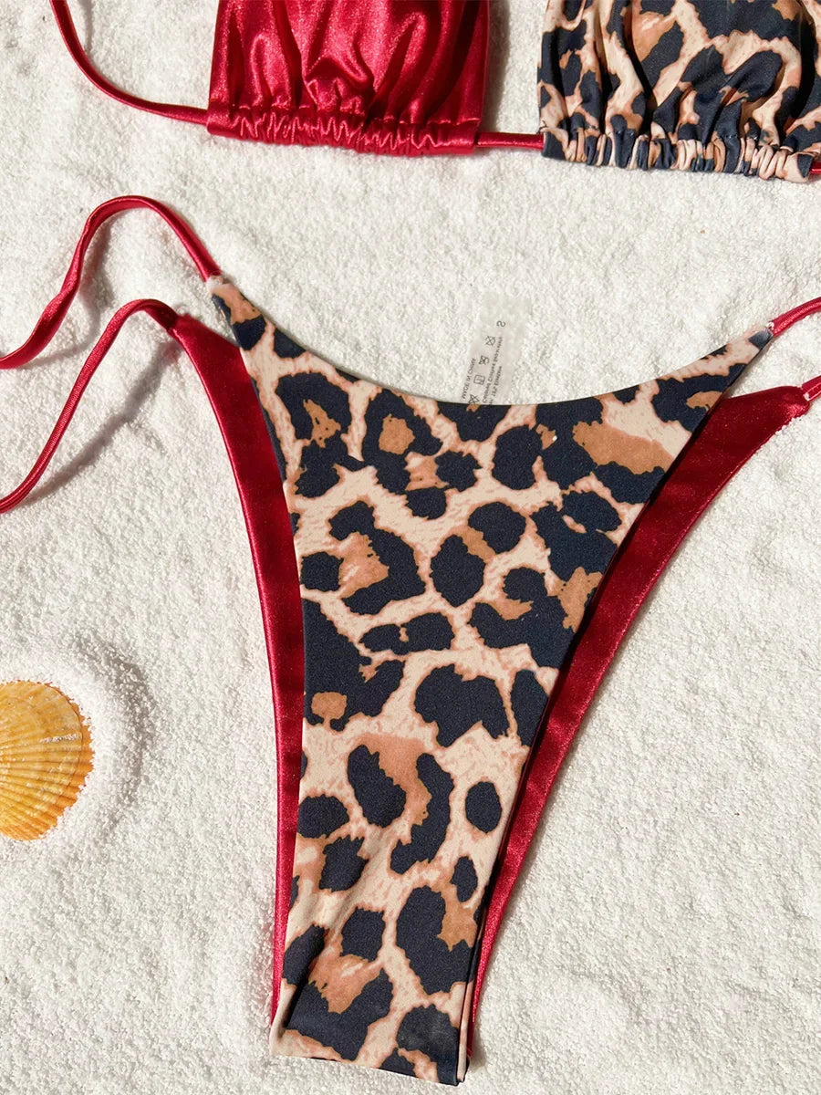 Leopard Satin Bikini-Set – wild, glänzend & ultra feminin