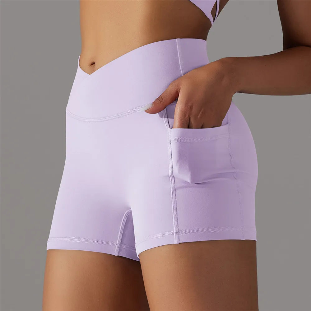 High-Waist Scrunch Shorts mit Taschen – Perfekt für dein Workout & Freizeit