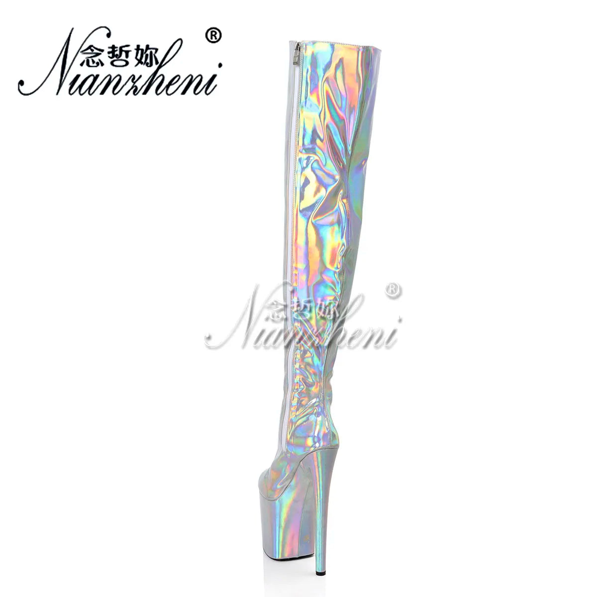 Silver Laser Overknees – Bold. Shiny. Unapologetic.