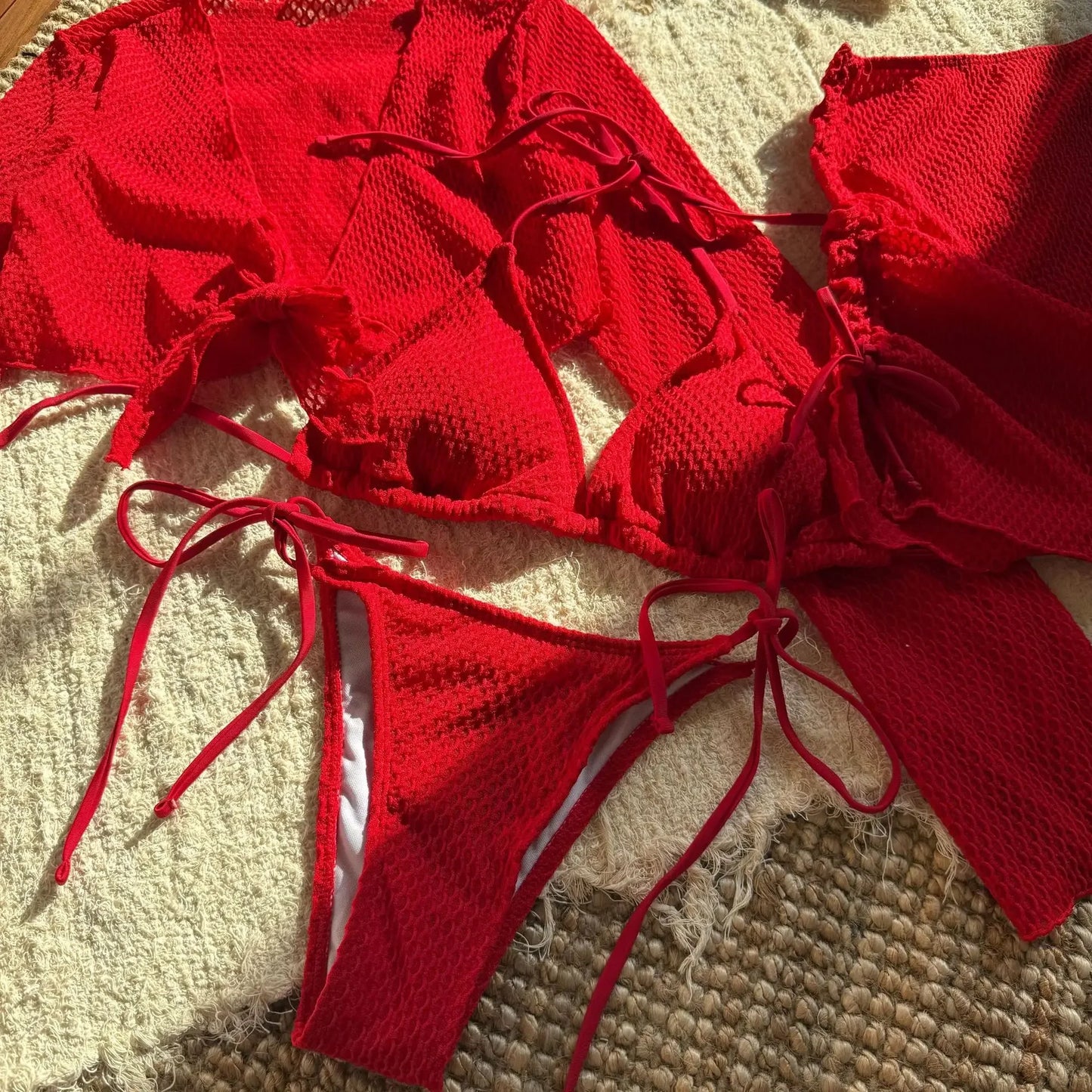 4-teiliges Fishnet Bikini-Set – stylisch, auffällig & perfekt für den Sommer