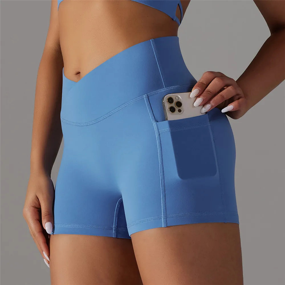 High-Waist Scrunch Shorts mit Taschen – Perfekt für dein Workout & Freizeit