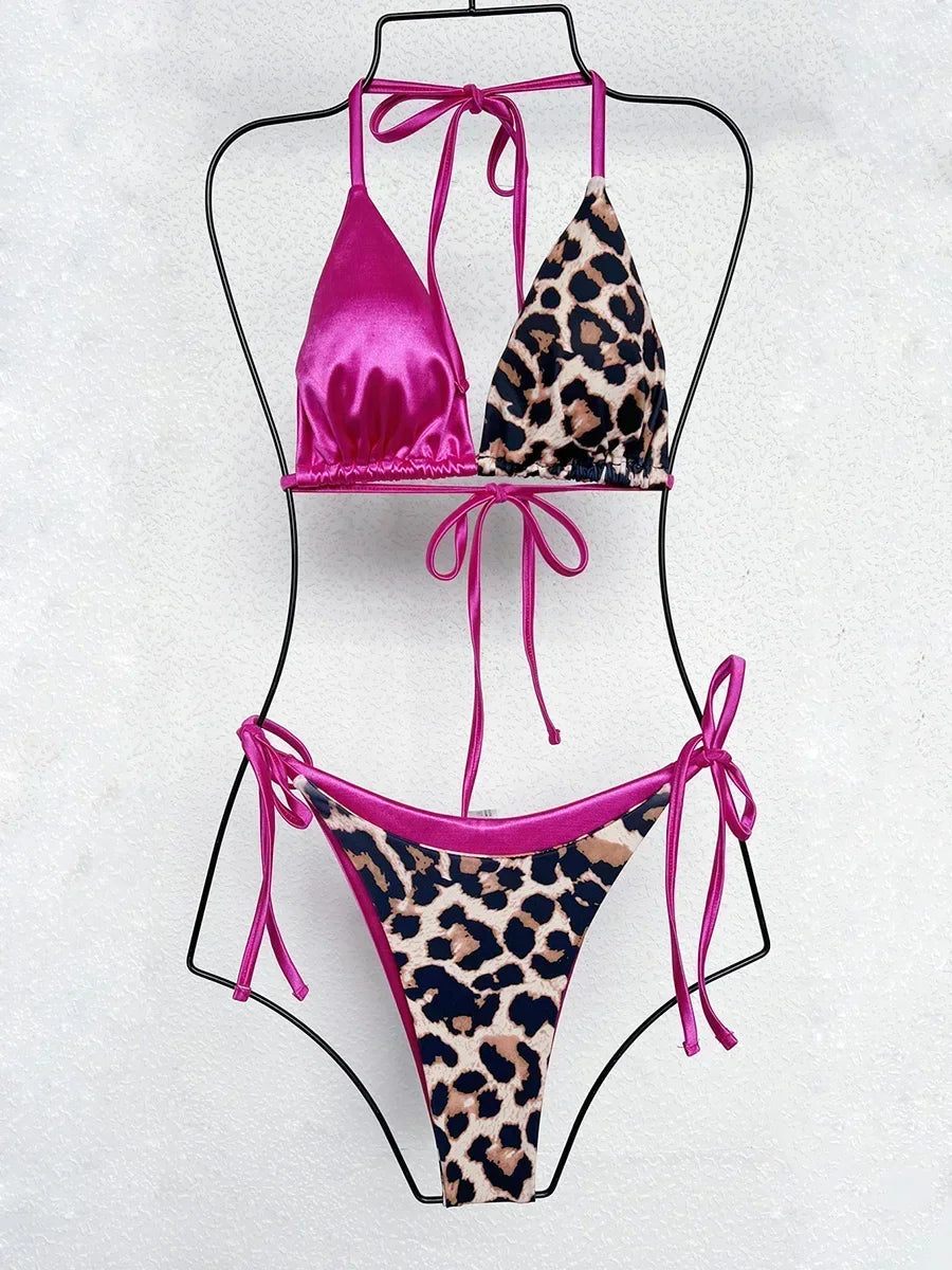 Leopard Satin Bikini-Set – wild, glänzend & ultra feminin