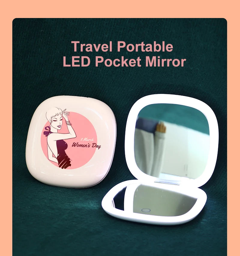 2‑Face Sides Touch Compact LED Spiegel – Dein Mini-Make-up-Wunder für unterwegs! ✨