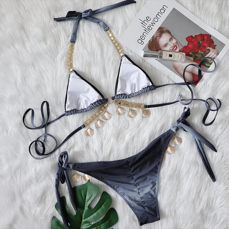 Shell-Diamond Bikini – luxuriös, verspielt & absolut strandtauglich