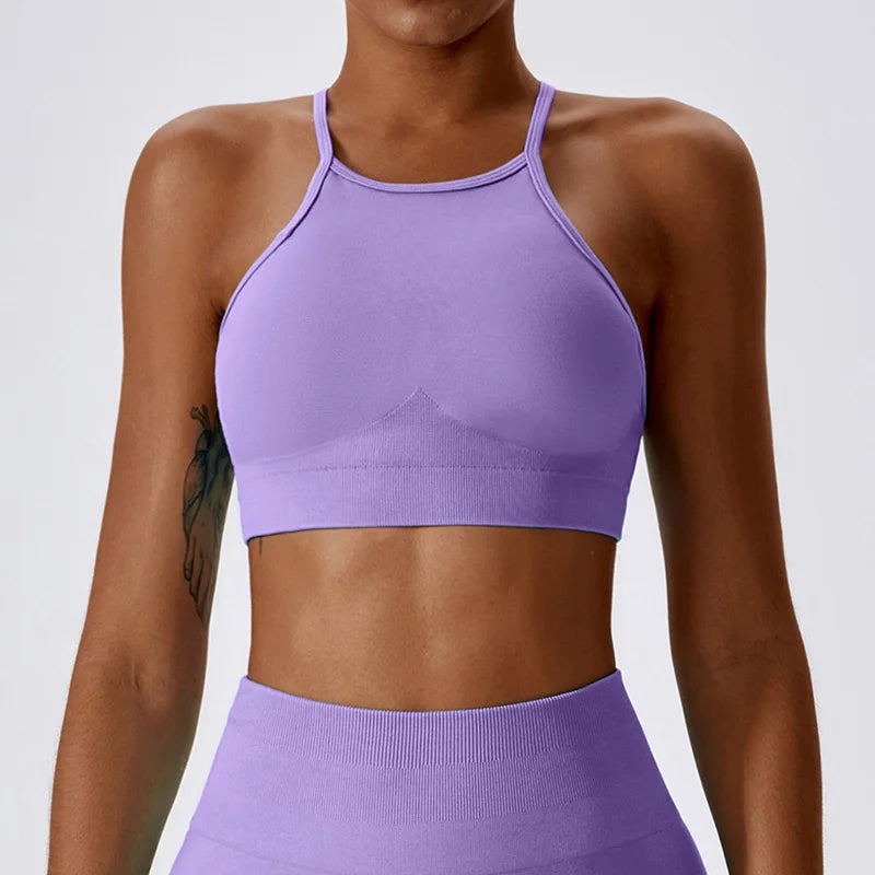 Hochgeschlossener Sport-BH mit Offenem Rücken für Damen – Stilvolles Yoga-Tanktop