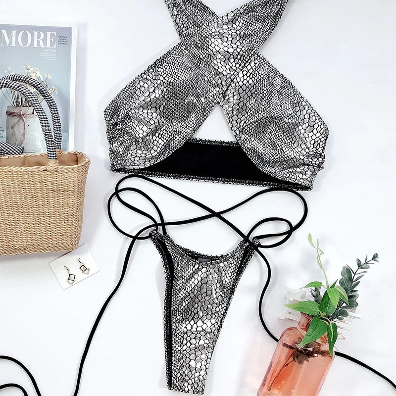 Schlangenhaut Bikini-Set – wild, sexy & ultra feminin