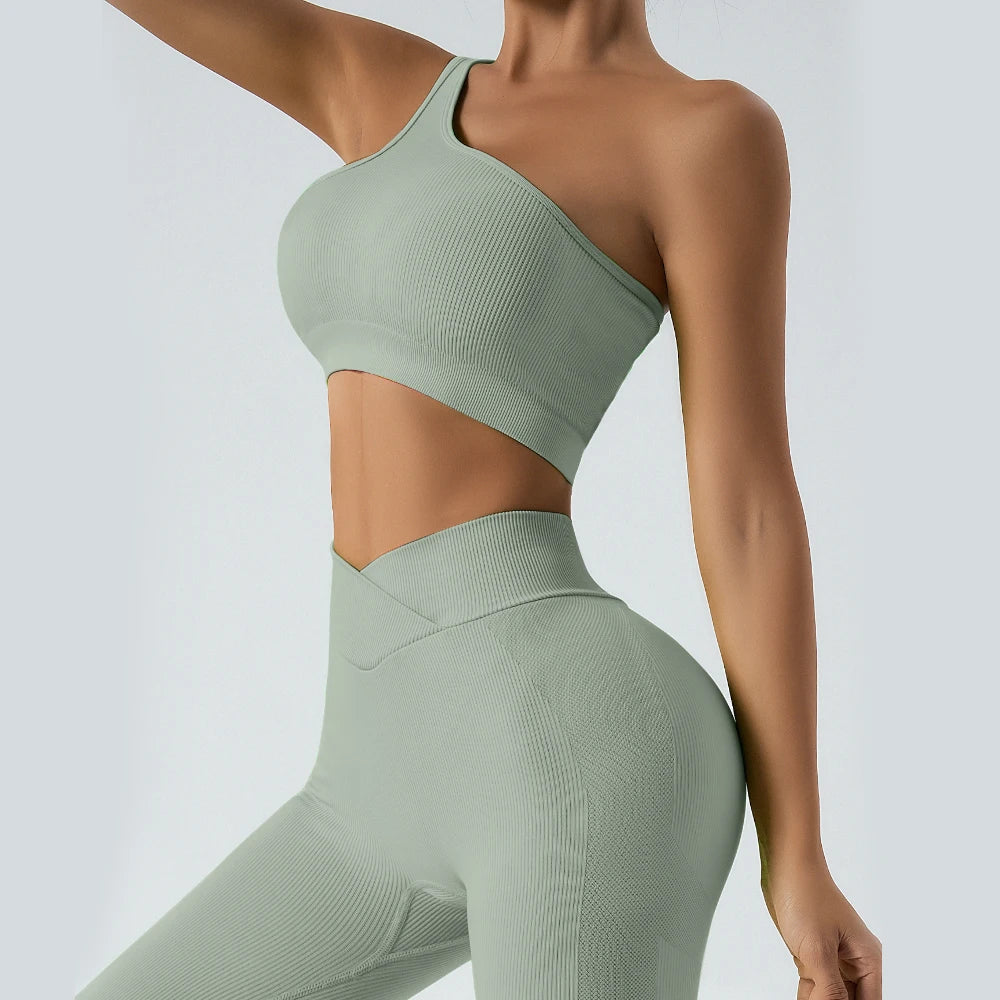 2‑teilige Komfort‑Set: Single‑Strap Yoga‑BH & High‑Waist Shorts