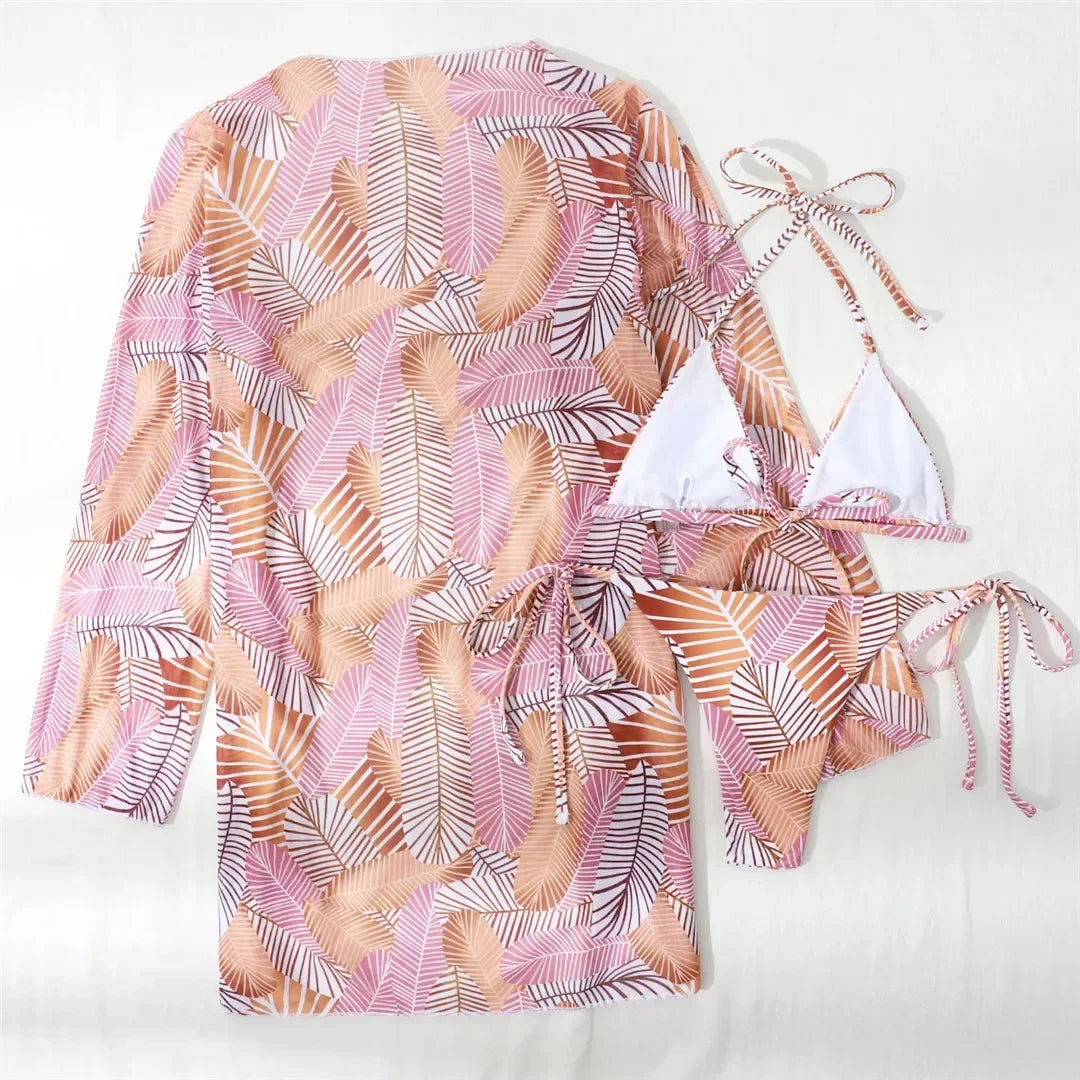 3-teiliges Bikini-Set mit Cover-Up – sommerlich, leicht & stylisch