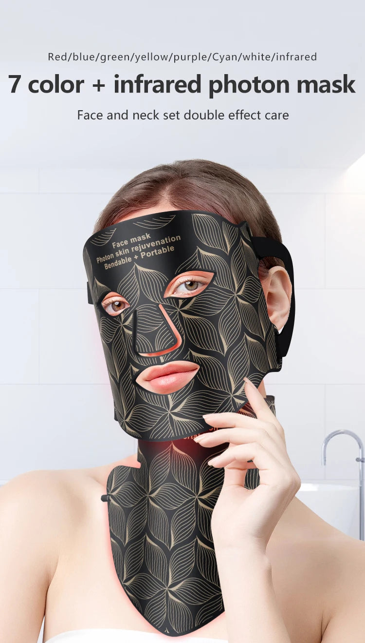 LED-Gesichtsmaske mit Halsabdeckung – Professionelle Lichttherapie für strahlende Haut