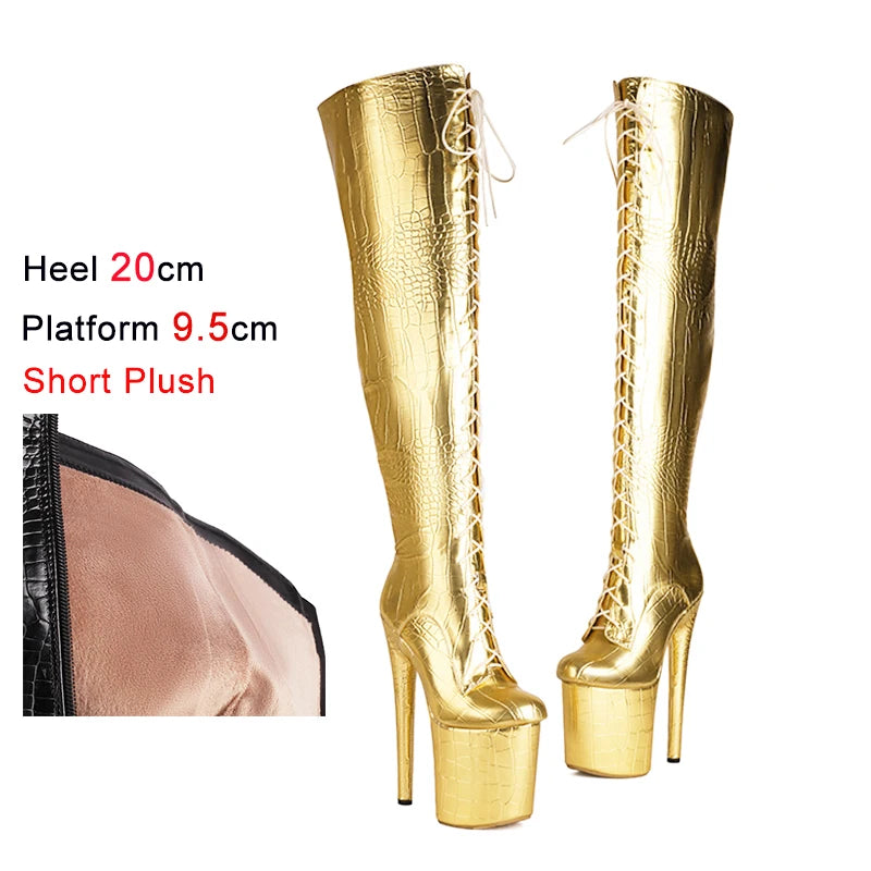 Sexy Oberschenkelhohe Stiefel mit Plattform & Schnürung – Für deinen großen Auftritt