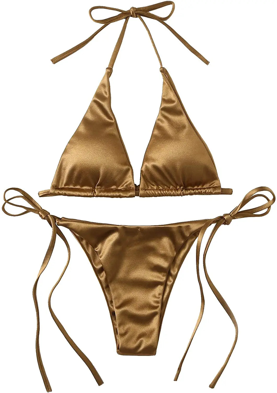 Metallic Satin Bikini-Set – glänzender Look mit brasilianischem Flair