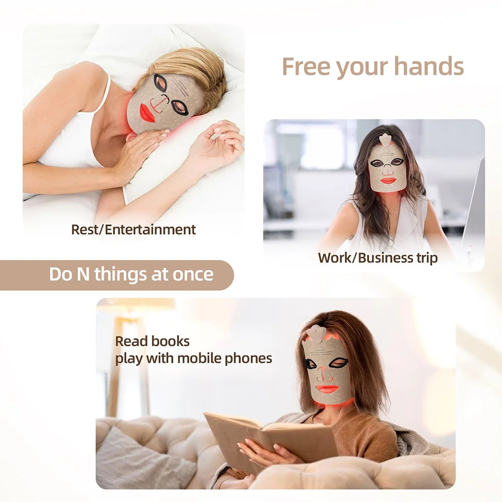 7-Farben Photon Silikon LED-Gesichtsmaske – Kabellose Rotlichttherapie für Hautpflege & Anti-Aging