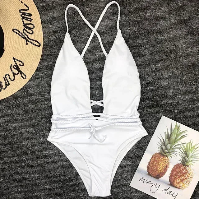 Tiefer V-Ausschnitt Monokini – elegant gewickelt & sexy zugleich