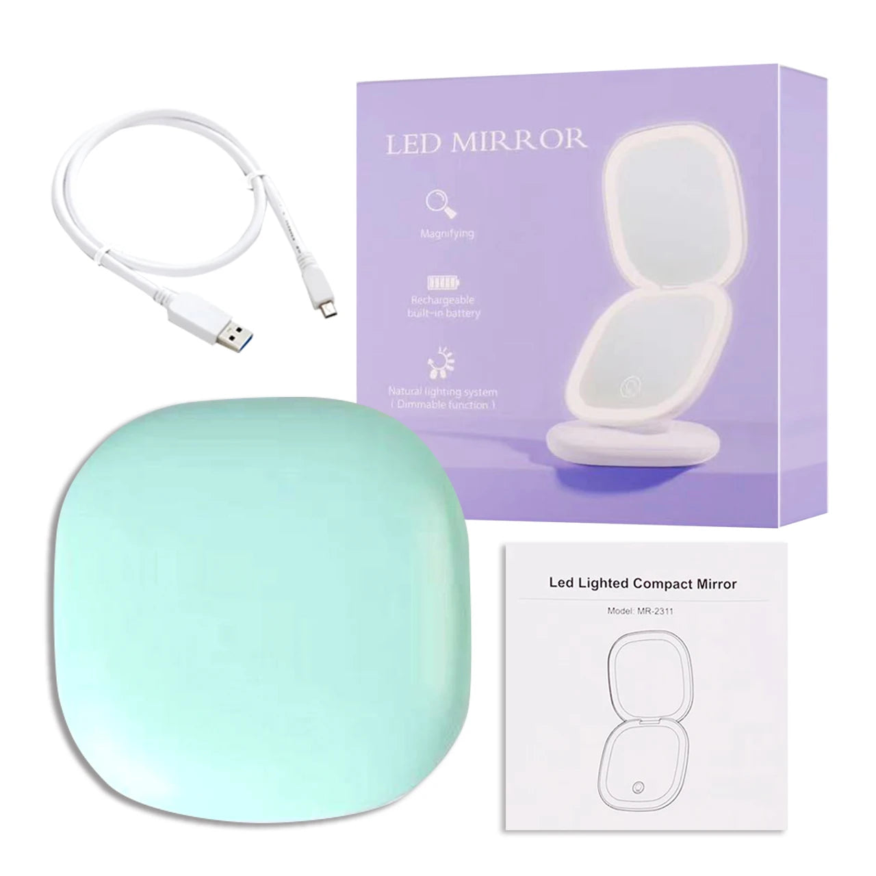 2‑Face Sides Touch Compact LED Spiegel – Dein Mini-Make-up-Wunder für unterwegs! ✨