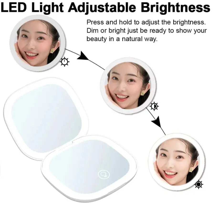 2‑Face Sides Touch Compact LED Spiegel – Dein Mini-Make-up-Wunder für unterwegs! ✨