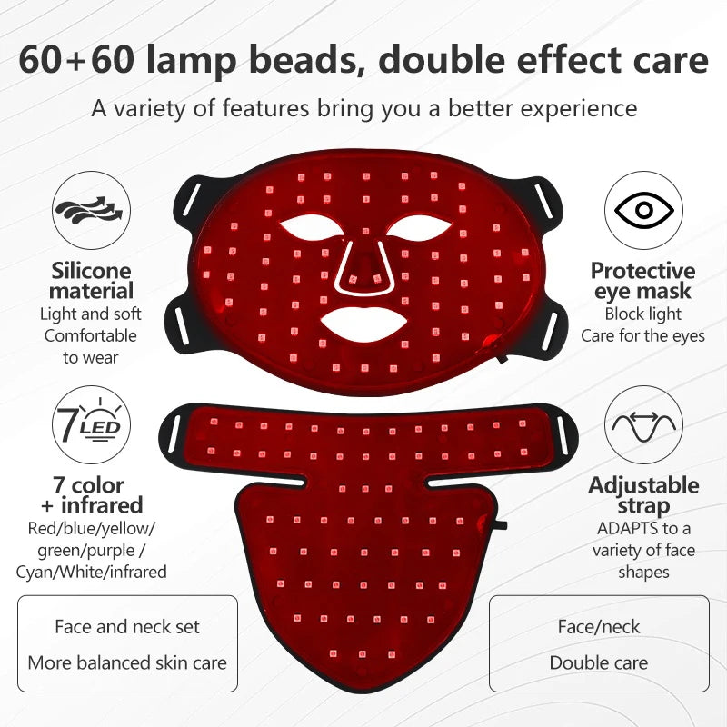 LED-Gesichtsmaske mit Halsabdeckung – Professionelle Lichttherapie für strahlende Haut
