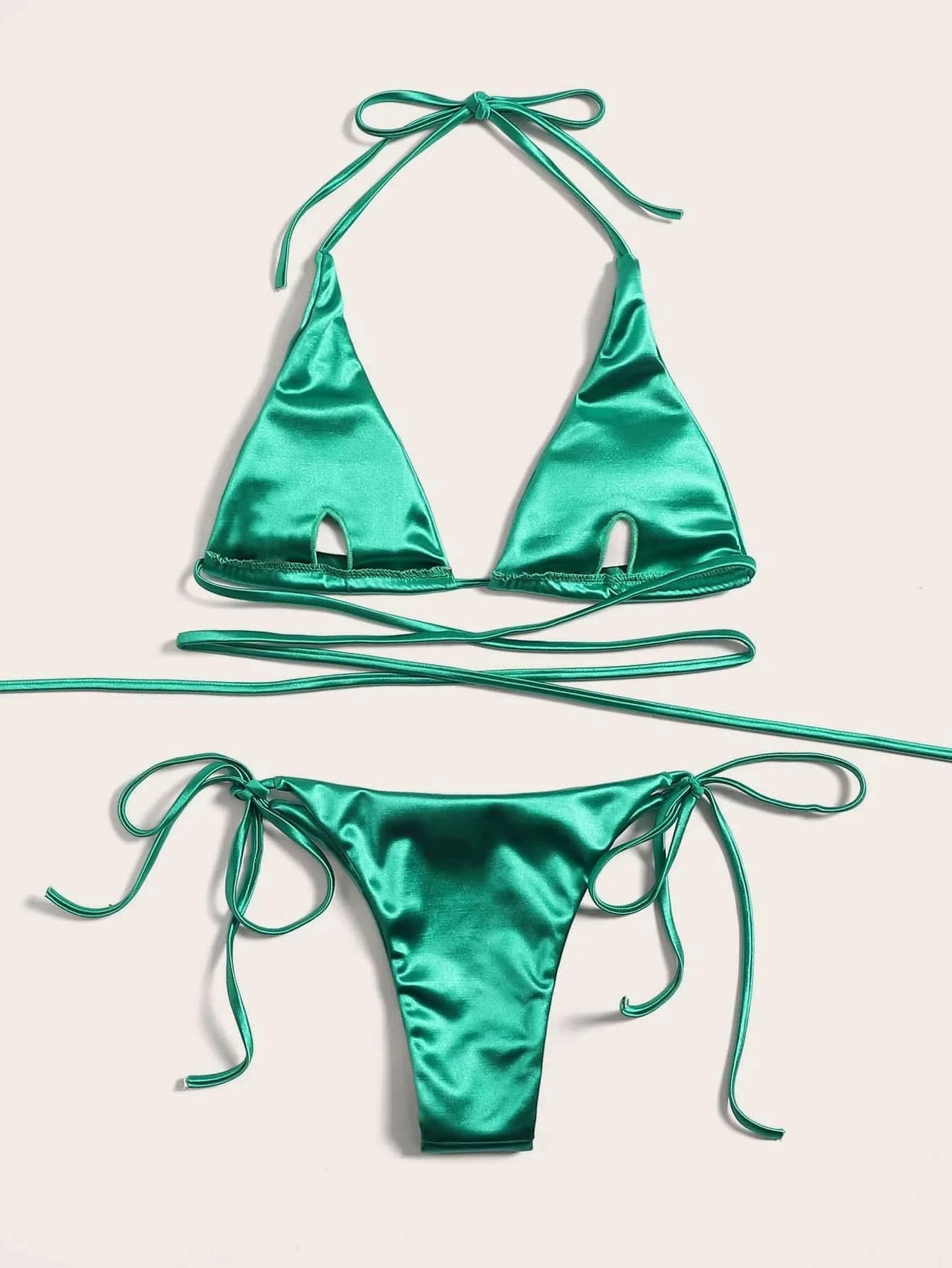 Satin Bikini-Set mit Halter – glänzend, sexy & brasilianisch inspiriert