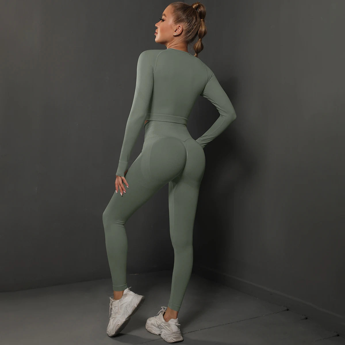 Nahtloses Sport-Set – Crop-Top & High-Waist Leggings für dein perfektes Workout