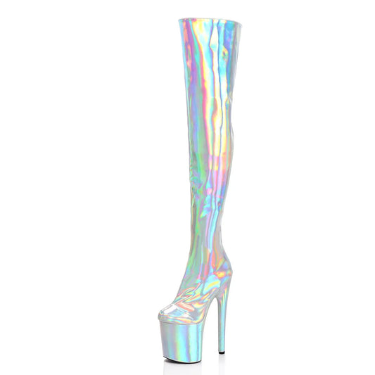 Silver Laser Overknees – Bold. Shiny. Unapologetic.