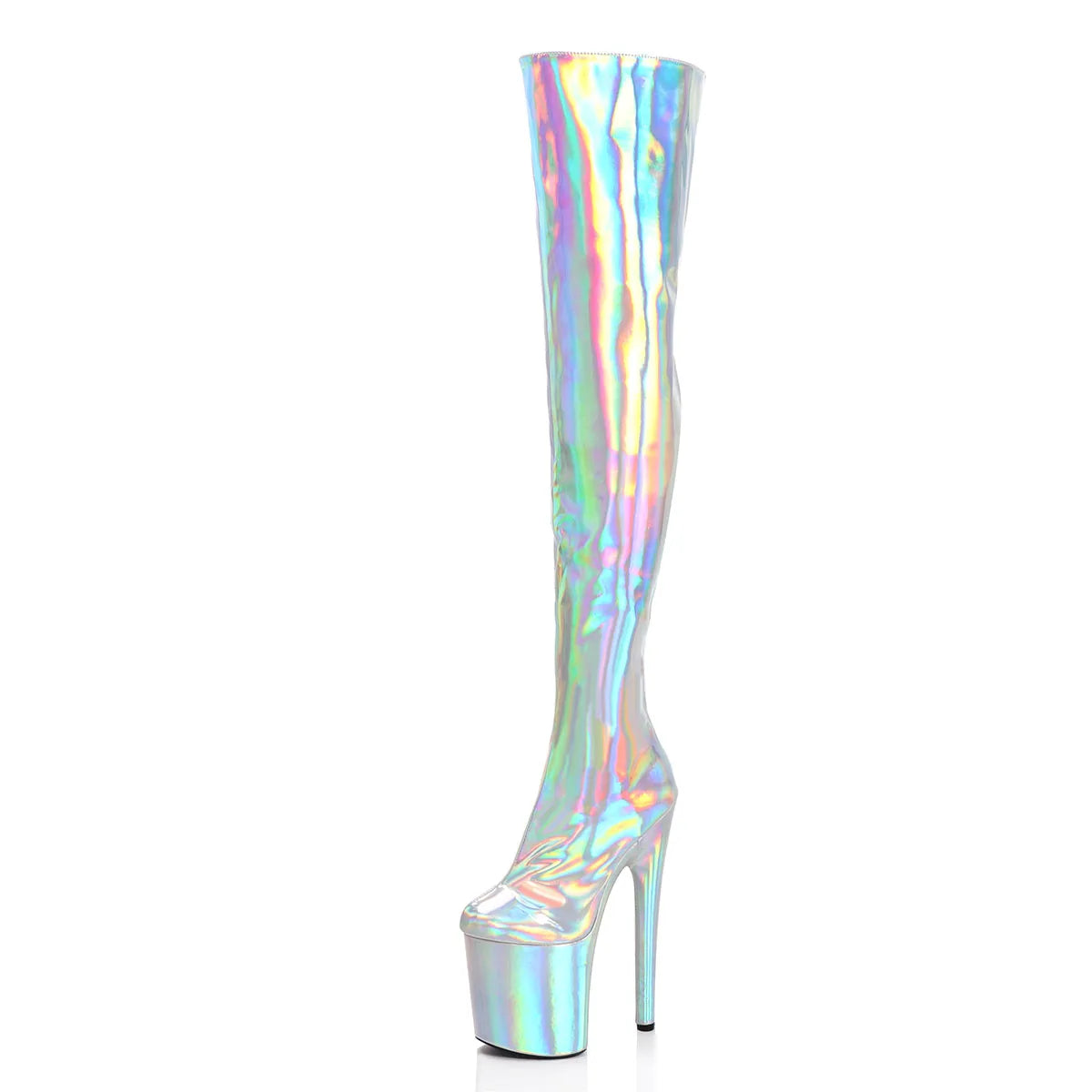 Silver Laser Overknees – Bold. Shiny. Unapologetic.