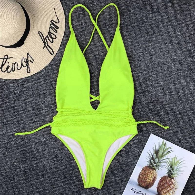Tiefer V-Ausschnitt Monokini – elegant gewickelt & sexy zugleich