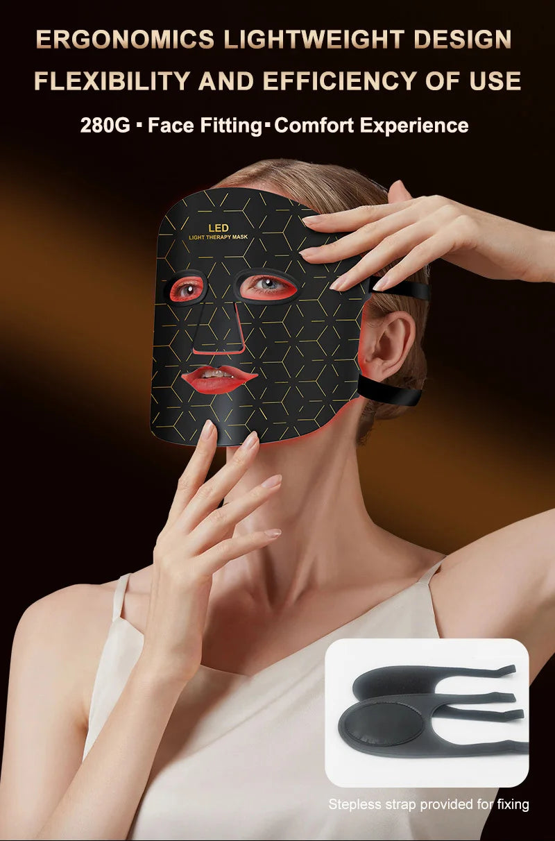 LED-Gesichts- & Halsmaske – Infrarot-Lichttherapie für Hautverjüngung & Anti-Aging