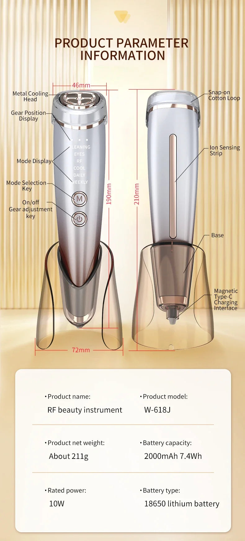 Hochfrequenz RF Hals- & Gesichts-Schönheitsgerät – Dein Anti-Aging Booster