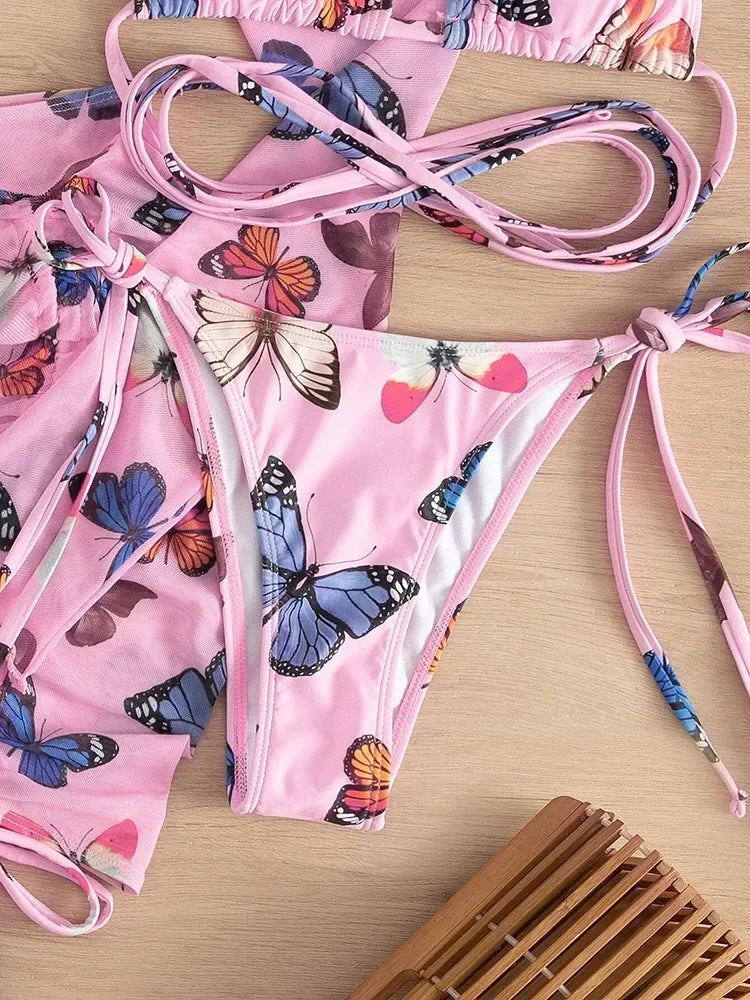 4-teiliges Bikini-Set mit Mesh – stylisch, vielseitig & perfekt für den Sommer