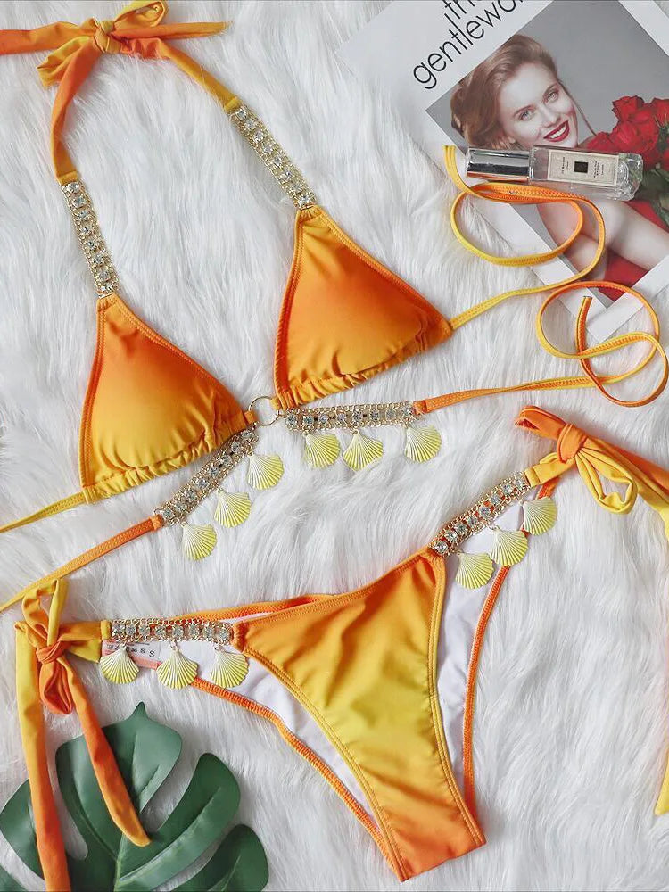 Shell-Diamond Bikini – luxuriös, verspielt & absolut strandtauglich