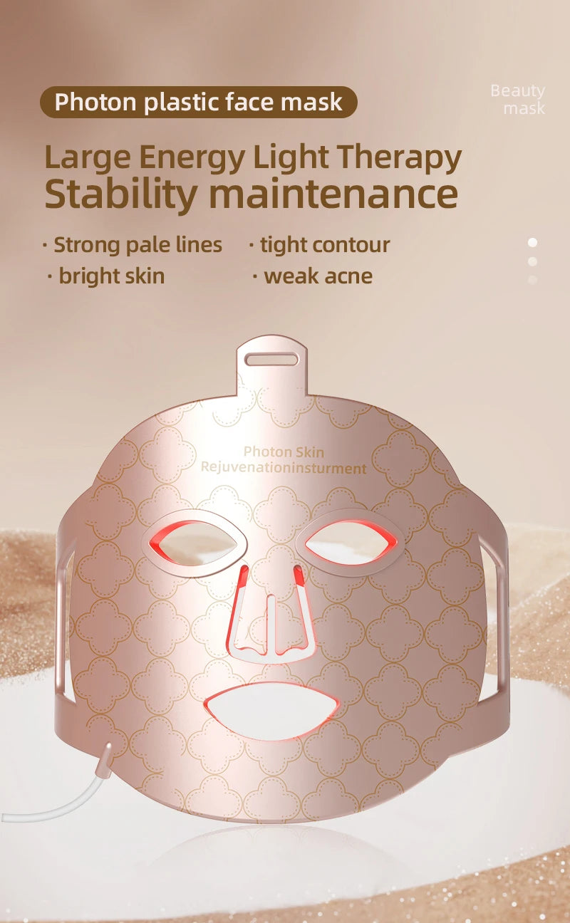 4-in-1 Rote LED-Lichttherapie Maske – Flexible Silikonmaske für Hautverjüngung & Anti-Aging