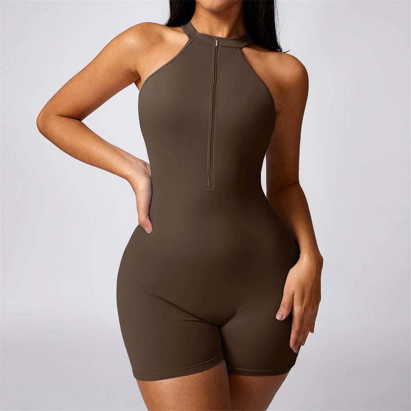 Rückenfreier Kurzer Sport-Jumpsuit – Sexy, Sportlich & Bequem