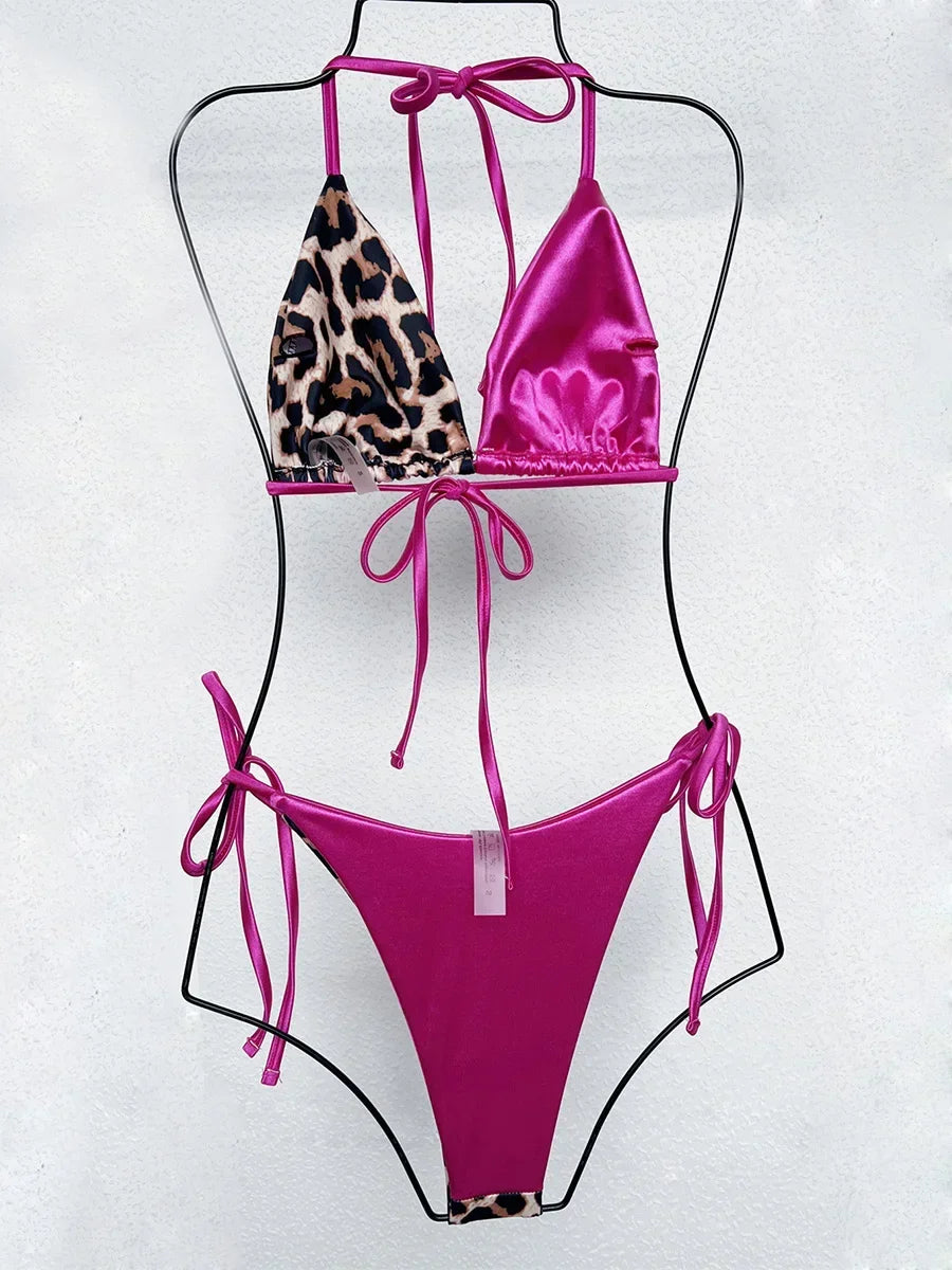 Leopard Satin Bikini-Set – wild, glänzend & ultra feminin