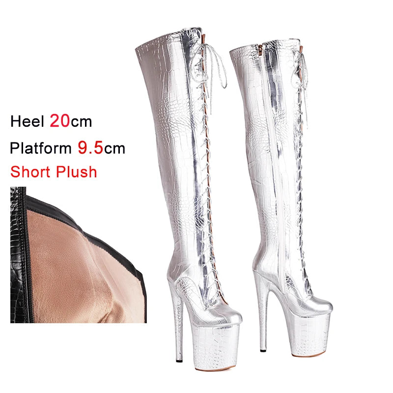 Sexy Oberschenkelhohe Stiefel mit Plattform & Schnürung – Für deinen großen Auftritt