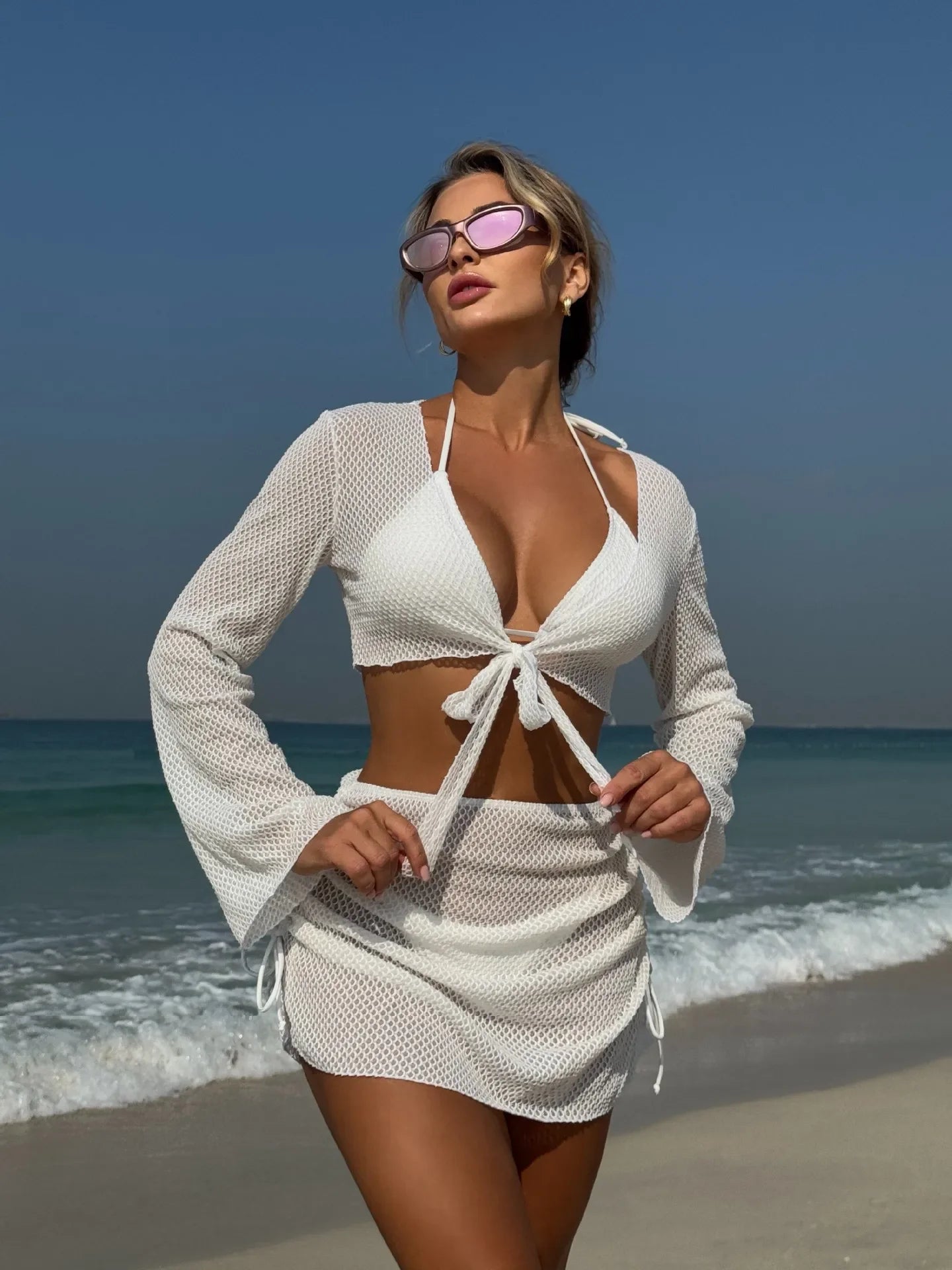 4-teiliges Fishnet Bikini-Set – stylisch, auffällig & perfekt für den Sommer