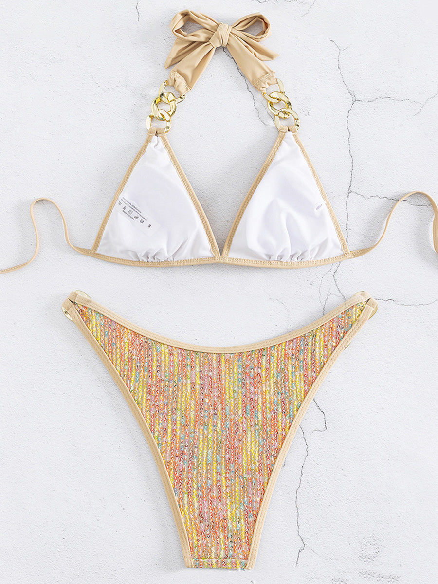 Pailletten Bikini mit Metallketten – glamourös, modern & ein echter Blickfang