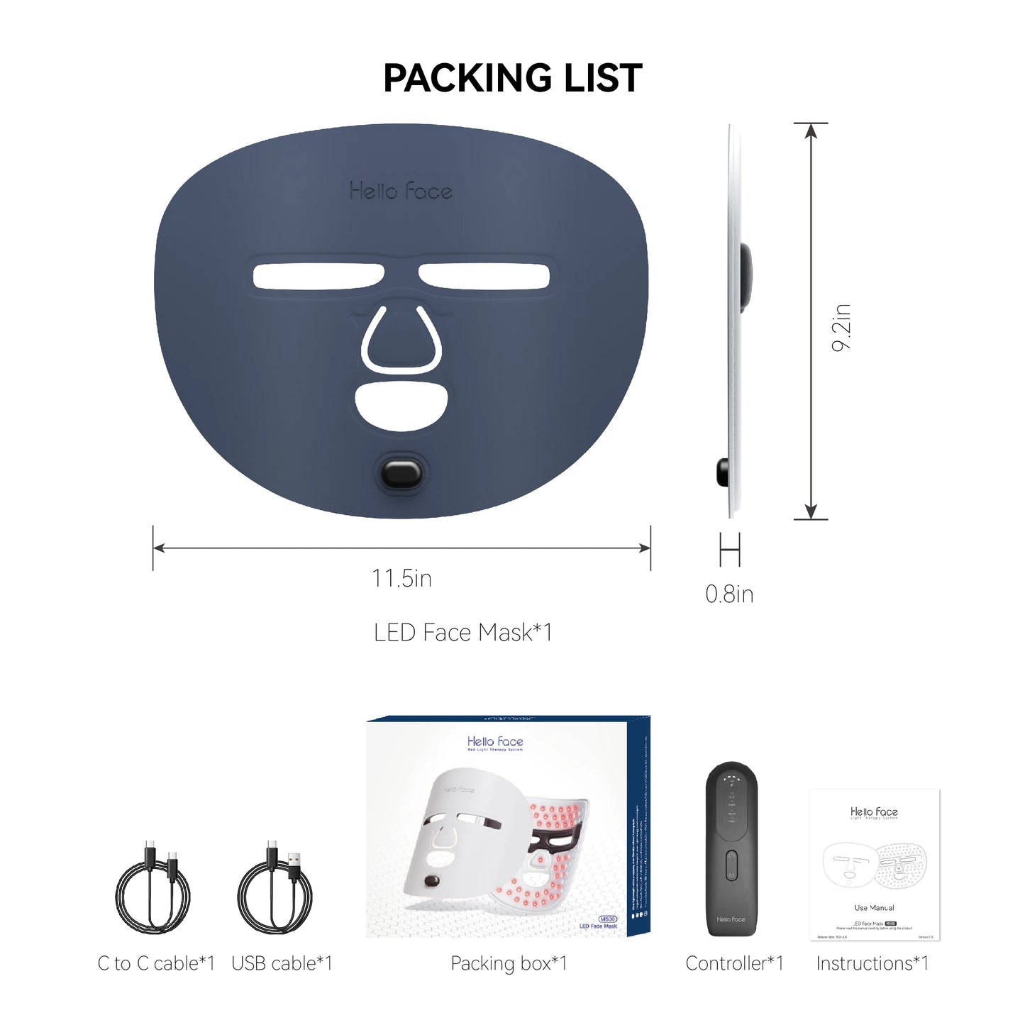 Hello Face M500 – Drahtlose Nahinfrarot- & Rotlicht-Therapie Gesichtsmaske