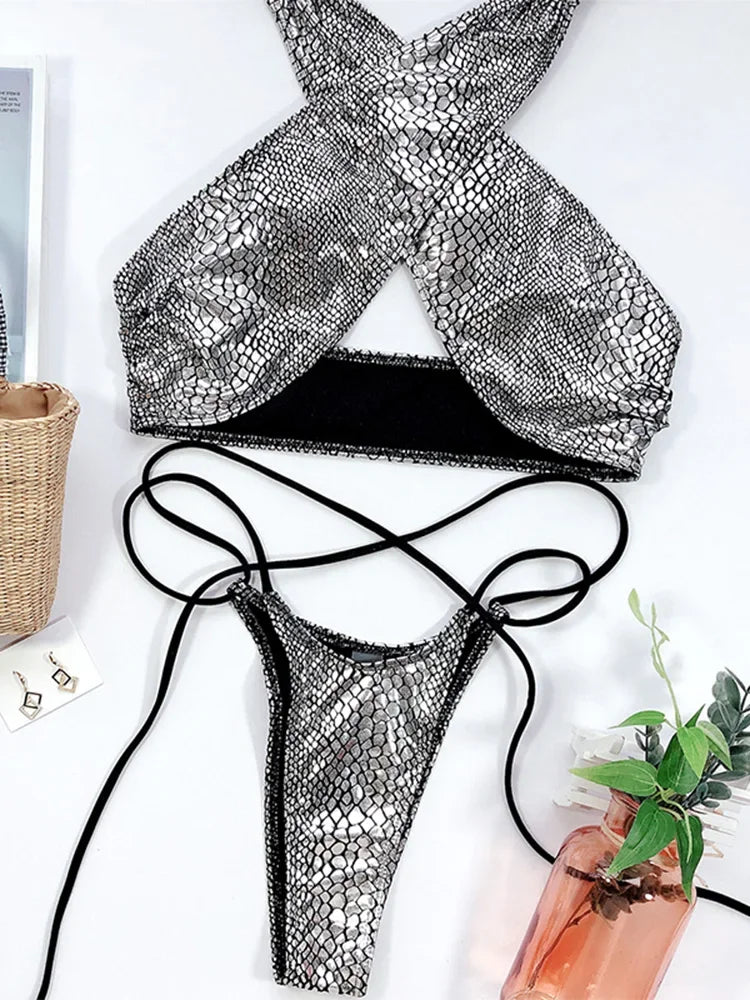 Schlangenhaut Bikini-Set – wild, sexy & ultra feminin