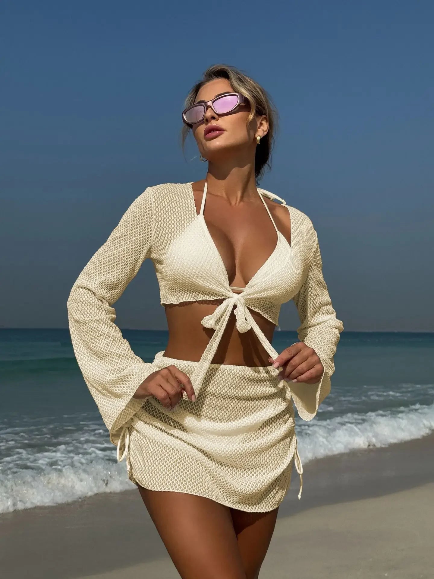 4-teiliges Fishnet Bikini-Set – stylisch, auffällig & perfekt für den Sommer