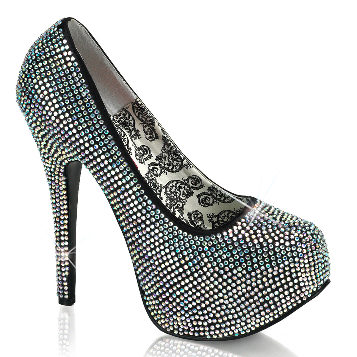 Bordello Strass High Heels TEEZE-06R - Bunt schillernd