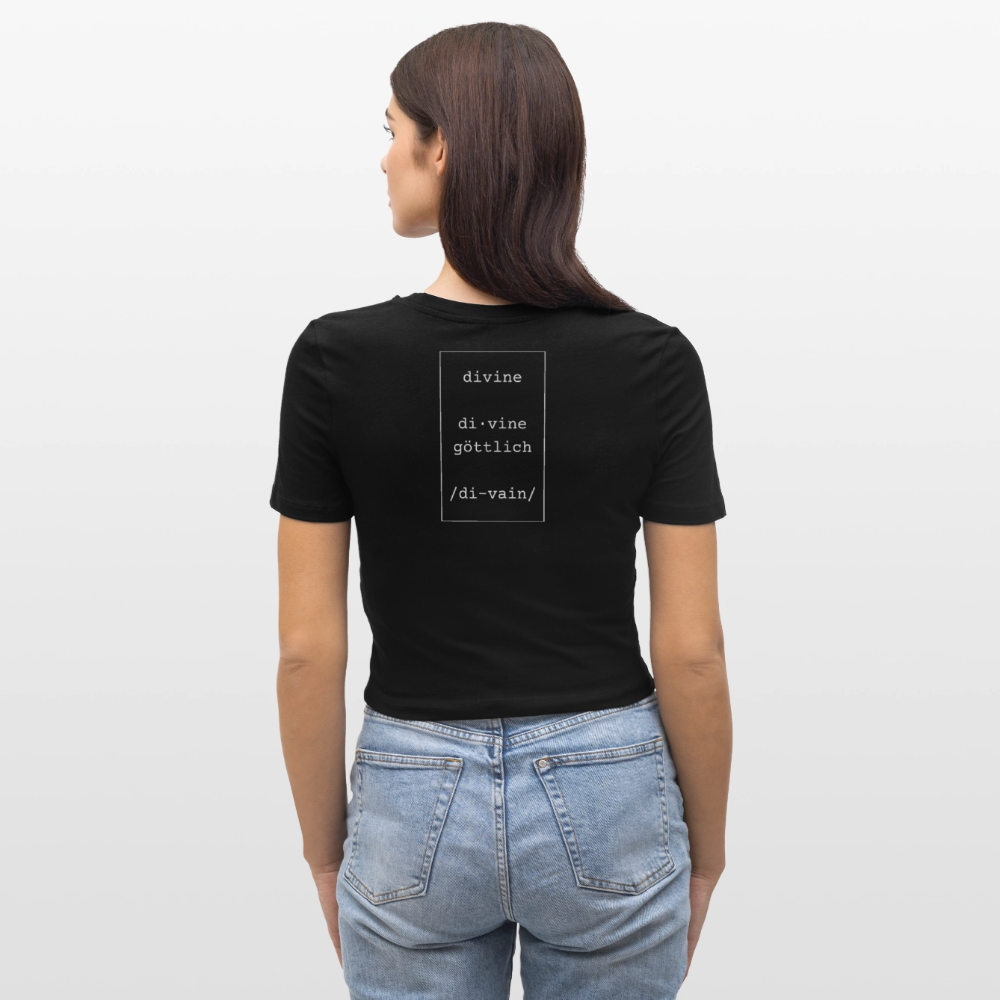 Divine Heels Cropped T-Shirt - Logo rot/Text weiß - Schwarz