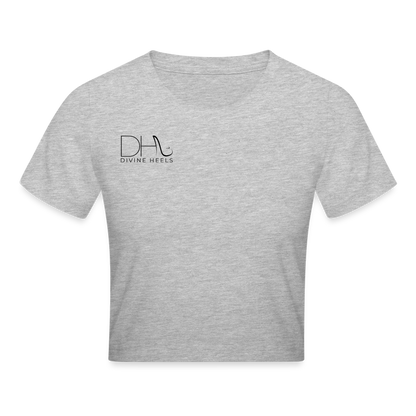 Divine Heels Cropped T-Shirt - Logo schwarz/Text schwarz - Grau meliert