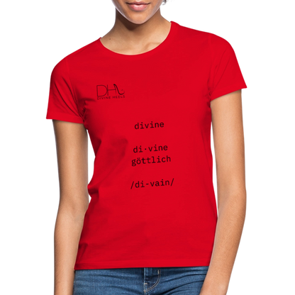 Divine Heels T-Shirt – Logo schwarz/Text schwarz - Rot